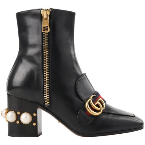 gucci leather ankle boots sale|Gucci ankle boots with pearls.